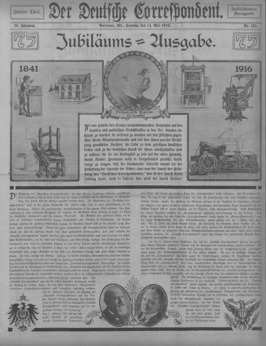 Der Deutsche Correspondent - May 14, 1916 - Front Page